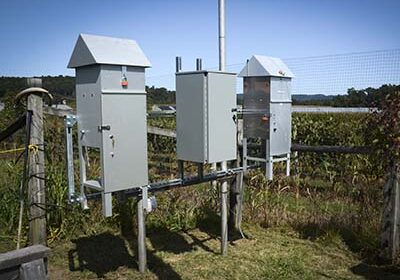 Air monitors are co-located by the Ohio Environmental Protection Agency, Department of Health, and the U.S. Department of Energy to detect any contaminants that might result from demolition activity on the Portsmouth Site.